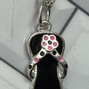 Sterling Silver Y2K Flip Flop Necklace  Plated Floral Black & Pink Beachy Barbie Photo 3