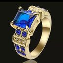 TJ Maxx Size 6 Gold Blue Sapphire Ring Photo 0