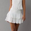 American Eagle Medium White High-Waisted Tiered Mini Skort Photo 2