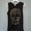 Kirra Black  Cut Off Tank Top with Gold Skull, XS Photo 0