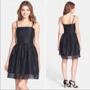 Shoshanna  Silk Chelsea Organza Ribbon Stripe Fit And Flare Black Mini Dress 6 Photo 1