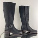 Lucky Brand Black Leather Stacked Heel Inifita Buckle Knee High Riding Boots Photo 3