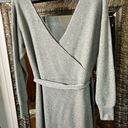 Chelsea 28 Sweater Dress Grey Knit Wrap Top Vneck Belted Side Slit Size Large Photo 4