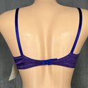 Second Skin Vintage New Adonna Floral Deluster Tulip Demi  Satin Bra 36C Purple Photo 4