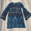 Vintage Blue  Bell Long Sleeve boho mini dress Photo 3