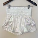 Free People  Movement Way Home Shine Irridescent White Shorts Size Small RARE Photo 2