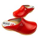 Ecco * Clog Womens EU 36 Red Leather Open Back Wood Sole Anatomic Danish Design Photo 0