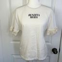 ZARA “Bendita Moda” White Lace, Ruffle Sleeve Tee Photo 0