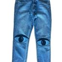 Hidden Jeans  Custom Eyes Art with Contrasting Color Waist Size 25 Unique Photo 0