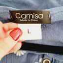 Daisy Camisa Womens Size Large Lagenlook  Print Cotton Linen Blend Blouse Photo 2