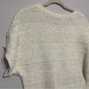 Coldwater Creek  Cotton Blend Short Sleeve Boho Chunky Knit Cream Sweater Medium Photo 6