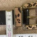 Adrienne Landau Black Leather Dress Trouser Belt W/ Leopard Print Cow Fur  34-38 In. Size M-Lrg Photo 3