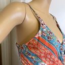 Angie NWT  Boho Knot Front Printed Maxi Dress Blue Orange Size Medium Photo 5