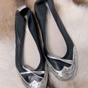 Vera Pelle  made in Italy silver black leather Oxford toe flats sz 37 / 7 Photo 0