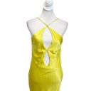 Meshki  Lucia Maxi Satin Cutout Slip Dress Golden Yellow Chartreuse Womens Size M Photo 3