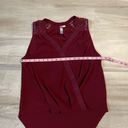 Alya  Burgundy Lace Hi-Low Flowy V-Neck Sleeveless Blouse - Size Small Photo 8