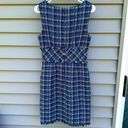 Trina Turk size 6 Designer Tweed Blue/White Plaid Sheath Shift Dress Photo 7