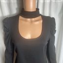 Derek Heart  Black Women's Size L Top with Puff Sleeves Scoop Neckline Photo 1