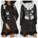Coach  Lace Embroidered Leather Jacket Photo 2
