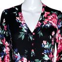 EXPRESS  Shirt Women’s XSmall Black Pink Floral Popover Office Work Career Casual Photo 4