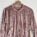 Mosaic & Co  Full Zip Pink Rose Velvet Bomber Jacket Size Medium NWT Photo 2