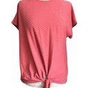 W5  Women’s Size Large Textured Pom Pom Polka Dot T-Shirt Front Twist Tie Top Photo 0