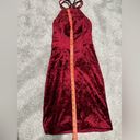 La Femme Vintage  Y2K Style Blood Red Crushed Velvet Bodycon Mini Dress Size 00 Photo 13