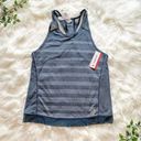 New Balance  Navy Blue Stripe Mesh Racerback Tank Top Medium Photo 7