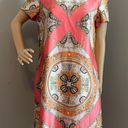 Julian Taylor Coral Orange Black and White Pattern Shirt Dress Size 10 Photo 0