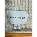 Pink Rose  Women's Size Medium Beige Cable Knit Sweater Vest V-Neck Sleeveless Photo 2