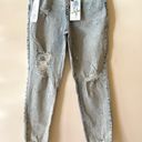 Tinseltown Bleached Distressed Embroidered Lighting Mom Jeans Photo 3