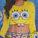 Nickelodeon SpongeBob SquarePants Yellow Longsleeve Crop Top Shirt OS Halloween Cosplay NWOT Photo 1