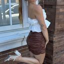 Princess Polly Faux Leather Mini Skirt Brown Size 4 Photo 2