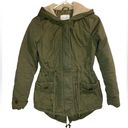 Delia’s Womens XS Full Zip Up Sherpa‎ Lined Hooded Military Jacket Olive Green Photo 0