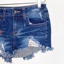 Zco Jeans  Floral Embroidered Raw Hem Jean Shorts Photo 1