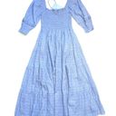 Hill House NWT  Nesli Nap Dress in Diana Check Blue Plaid Smocked Midi Ruffle XS Photo 1