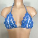 PilyQ New.  sky blue lace high rise triangle bikini. L/M. Retails $169 Photo 5