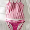 Jag Vintage Y2K Belted Retro Polka Dot Tankini Swim Set Pink Size M/L Size M Photo 0