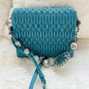 Miu Miu  Nappa Leather Matelassé Crystal Crossbody Bag Handbag Turquoise Auth Photo 2