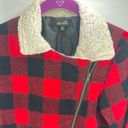 Dee Elle  Vintage Red Buffalo Plaid Sherpa moto Jacket angle zip Medium Photo 7