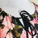 Romeo + Juliet Couture Peasant Top MEDIUM Floral Fringe Wide Sleeve Pink Black Photo 4