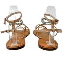 Schutz  Crystal Embellished Leather Strappy Thong Sandals size 7B Neutral Boho Photo 5