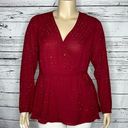 City Chic  NWT Size XS/14 Currant Red Embellished True Wrap Blouse Top Photo 0