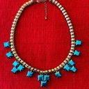 Vintage Blue  and Metallic Statement Necklace Photo 0