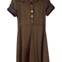 Tommy Hilfiger  Suede Brown Short Sleeve A-Line Collared Shirt Dress Size 6 Photo 1