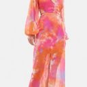 Bershka  Tropical Sunset Long Balloon Sleeves Midi Dress Women’s Size Medium Photo 1