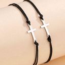 Handmade Make A Wish Cross Bracelet Set #281 Black Photo 0