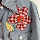 Daisy Vintage Size 10 70s  Appliqué Chambray Shirt Embroidered 3D Flowers Button Photo 3