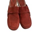 American Eagle  Vintage 90’s/Y2K Suede Wood Platform Mules Clogs Maroon Photo 7