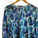 ZARA  Basic’s Women’s Sheer Long Sleeve Blouse, Blue Color Block Paint Pattern‎ Photo 0